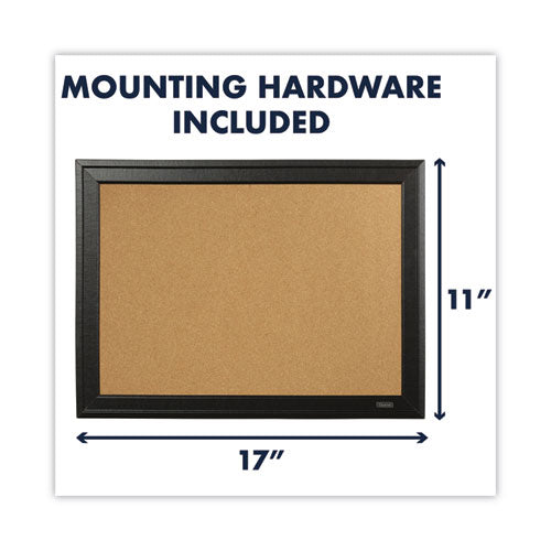 Image of QuartetÂ® Cork Bulletin Board with Black Frame, 17" x 11", Tan Surface, Black Fiberboard (MDF) Frame