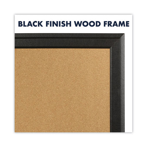 Image of QuartetÂ® Cork Bulletin Board with Black Frame, 17" x 11", Tan Surface, Black Fiberboard (MDF) Frame