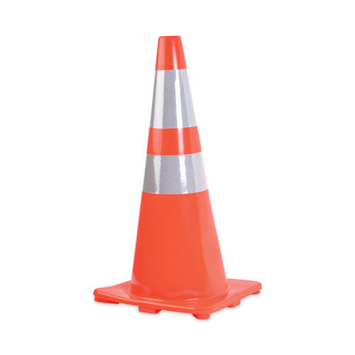 Image of Tatco 25900 Traffic Cone, 14 X 14 X 28, Orange/silver