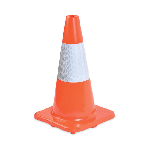 Image of Tatco 25500 Traffic Cone, 10 X 10 X 18, Orange/silver