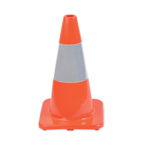 Image of Tatco 25500 Traffic Cone, 10 X 10 X 18, Orange/silver