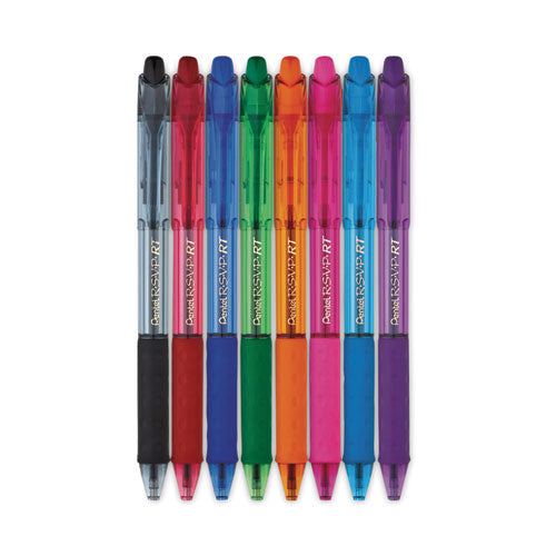 Image of Pentel® BK93CRBP8M R.s.v.p. Rt Ballpoint Pen, Retractable, Medium 1 Mm, Assorted Ink Colors, Clear Barrel, 8/pack