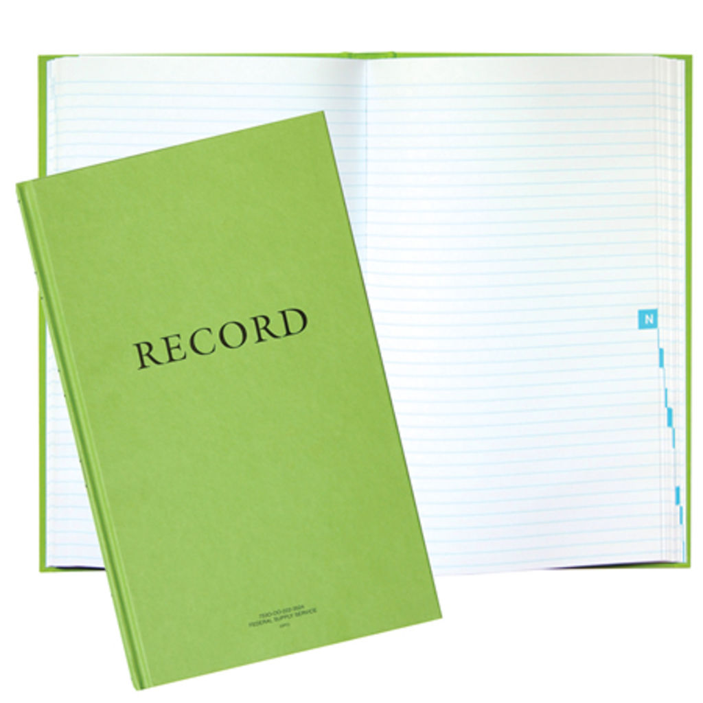 Image of United Book Press Green record book 8-1/4x13-11/16