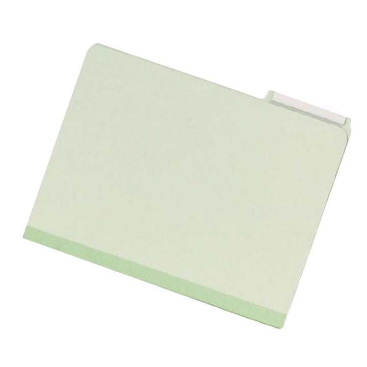 SKILCRAFT® File Folder, Light Green Pressboard, 1/5 Cut, Plastic Tabs, All Positions, Legal, 1 Hundred