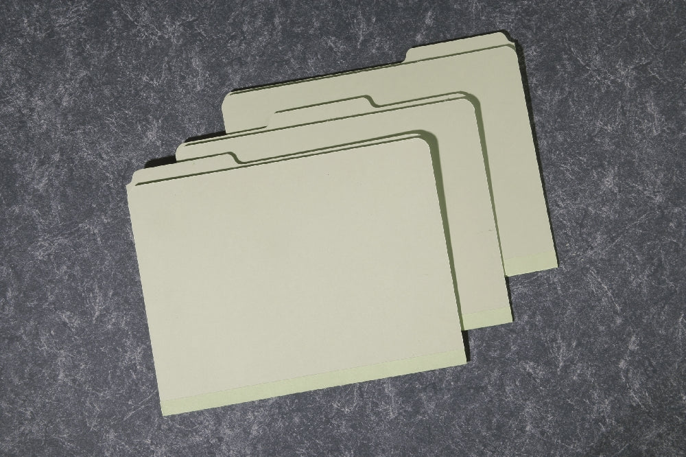 Image of SKILCRAFT® File Folder, Light Green Pressboard, 1/3 Cut, Self-Tabs, All Positions, Letter
