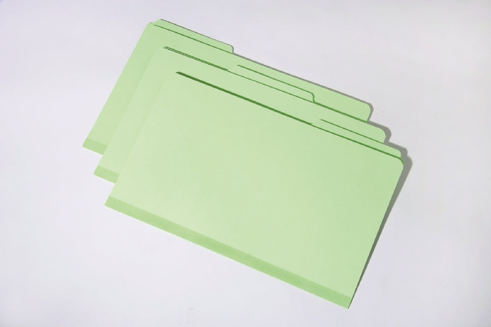 Image of SKILCRAFT® File Folder, Light Green Pressboard, 1/3 Cut, Self-Tabs, All Positions, Legal