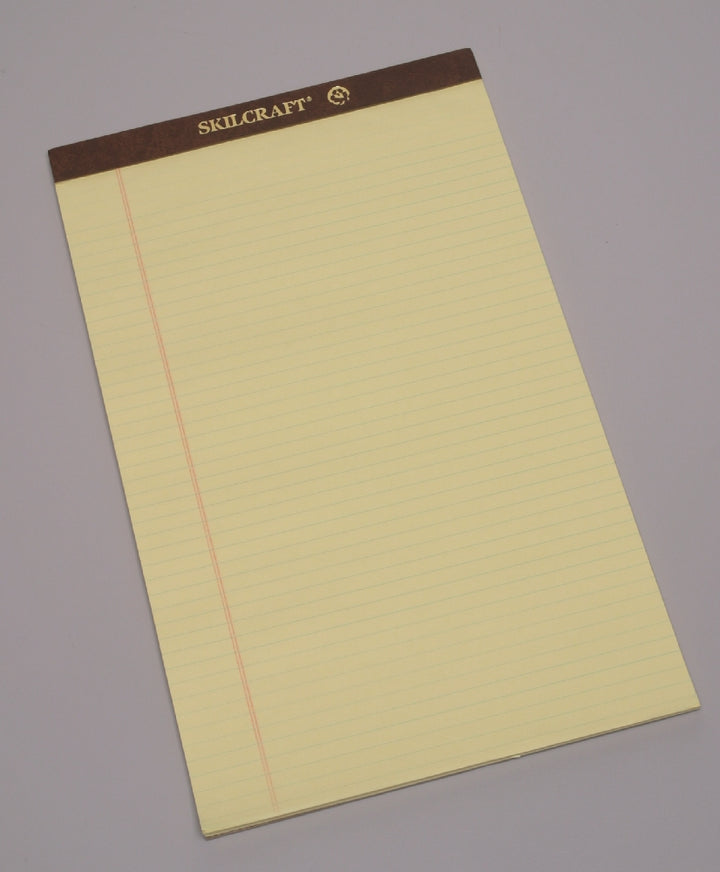 Image of SKILCRAFT® Writing Paper Pad, Top Bound, Legal Rule, 50 Sheets, Legal 8-1/2" x 14", Canary