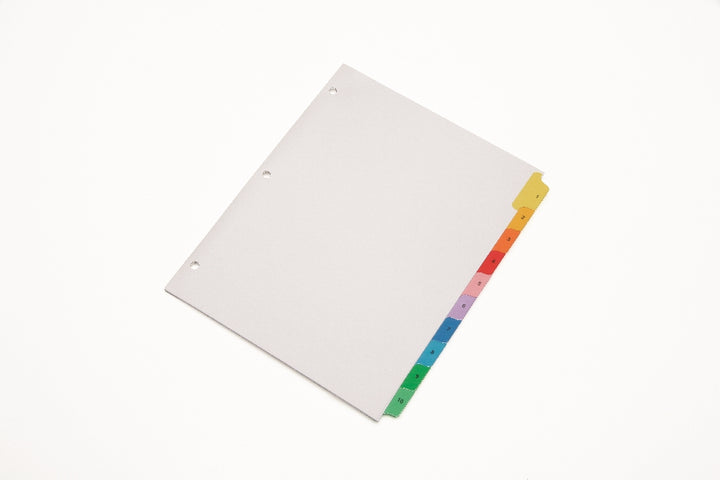 Image of SKILCRAFT® Multiple Index Sheets Tabbed 1-10, 10/Set, Case of 20 Sets