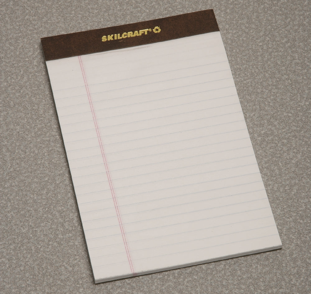 Image of SKILCRAFT® Writing Paper Pad, Top Bound, Legal Rule, 50 Sheets, Junior 5" x 8", White, Case of 6 Dozen