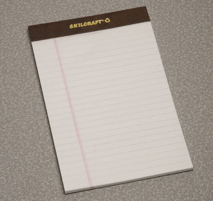 Image of SKILCRAFT® Writing Paper Pad, Top Bound, Legal Rule, 50 Sheets, Junior 5" x 8", White, Case of 6 Dozen