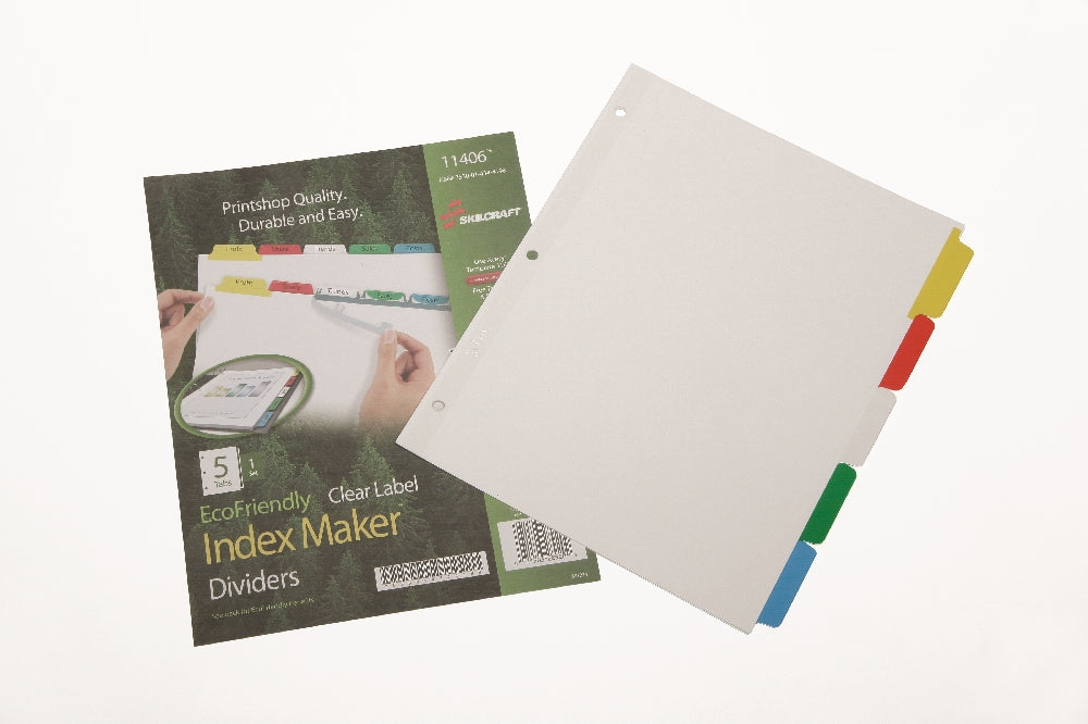 Image of SKILCRAFT® Avery® Index Maker Dividers, 5 Tab, Multi-Color