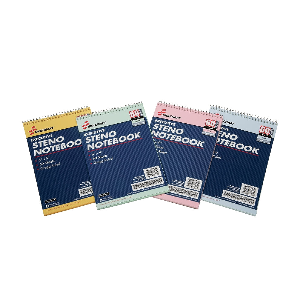 Image of SKILCRAFT® Colored Steno Pads, Assorted Pastel, 3/Package, Case of 20 Packages
