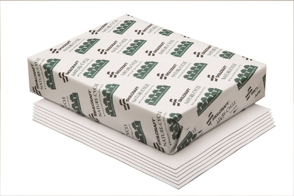 Image of SKILCRAFT® Copy Paper, 100% PCW Recycled Process Chlorine Free, 92 Bright, 20 lb Bond, 8.5 x 11, White