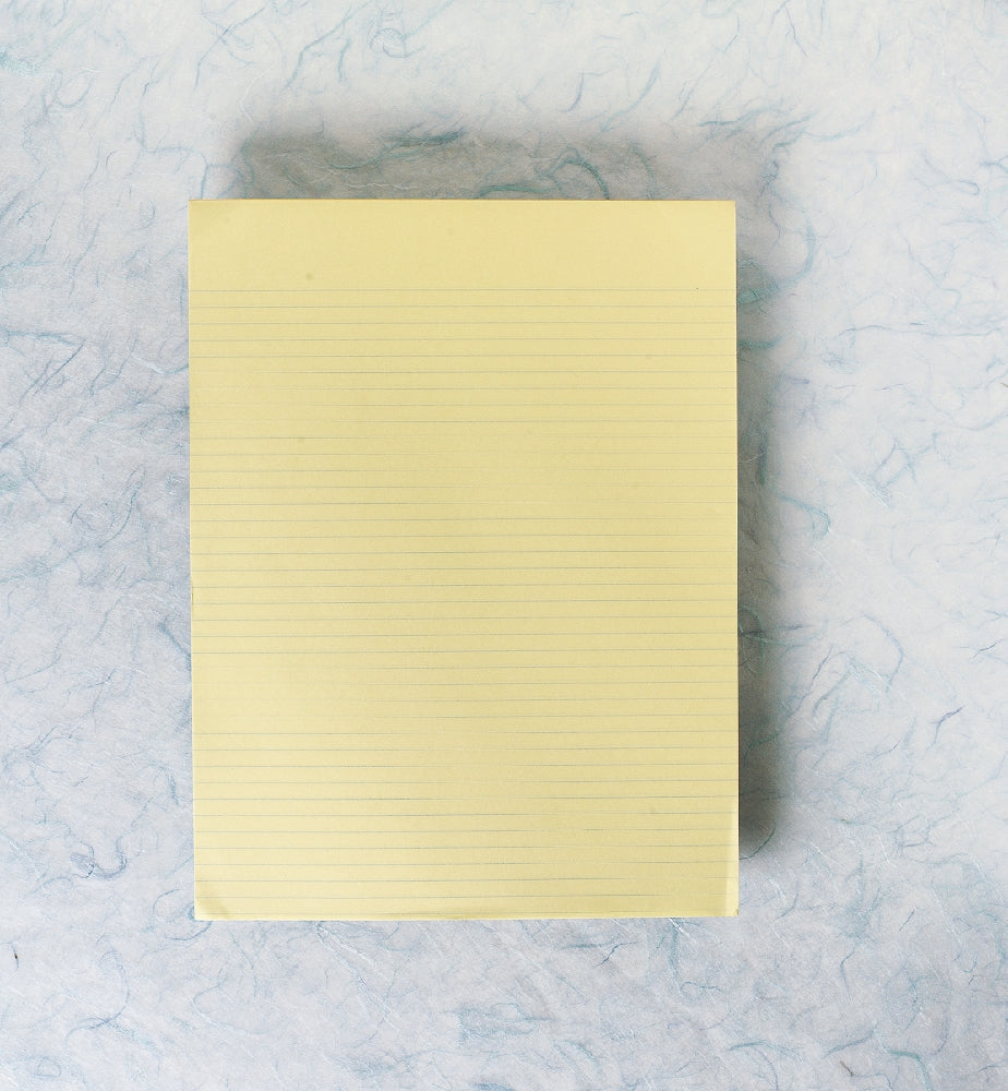 Image of SKILCRAFT® Writing Paper Pad, Glue Bound Top, Narrow Rule, 100 Sheets, Letter 8-1/2" x 11-3/4", Canary, Case of 6 Dozen