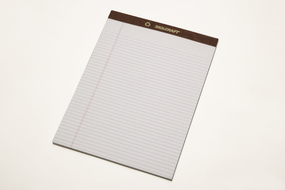 Image of SKILCRAFT® Writing Paper Pad, Top Bound, Narrow Rule, 50 Sheets, Letter 8-1/2" x 11-3/4", White