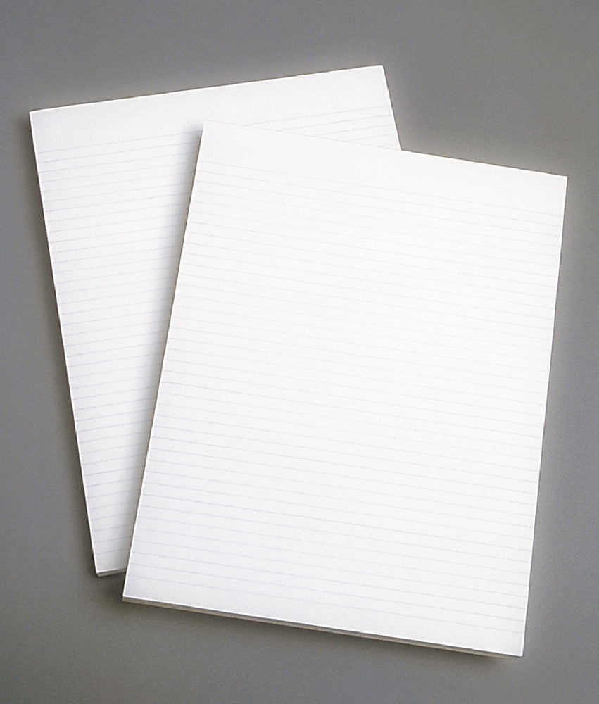 Image of SKILCRAFT® Writing Paper Pad, Glue Bound Top, Narrow Rule, 100 Sheets, Letter 8-1/2" x 11-3/4", White, Case of 6 Dozen