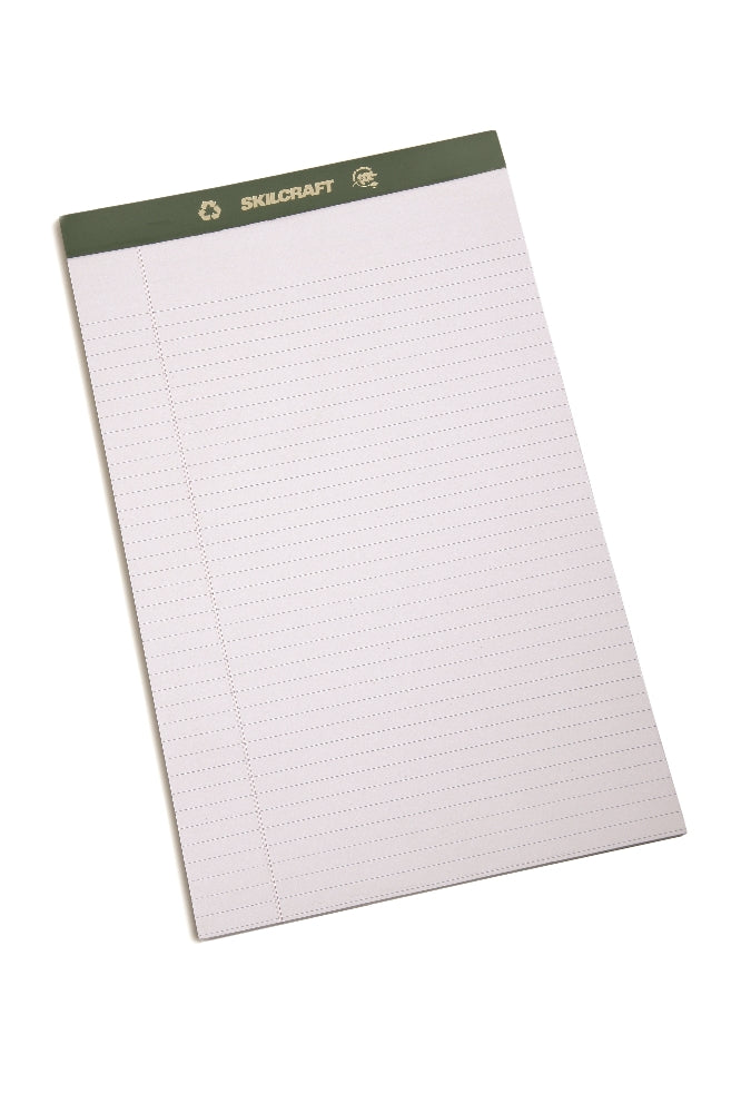 Image of SKILCRAFT® Writing Paper Pad, Top Bound, Legal Rule, 50 Sheets, 100% Recycled Process Chlorine-Free, Legal 8-1/2" x 14", White