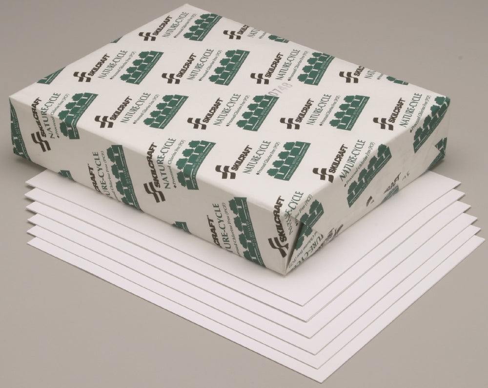 Copy Paper, 50% PCW Recycled Process Chlorine Free, 8-1/2" x 11", Box of 10 Reams