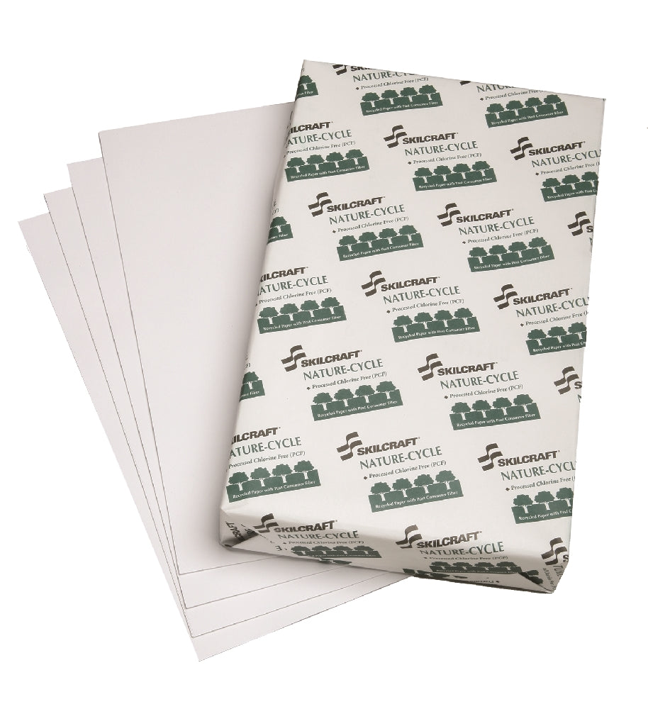 Image of SKILCRAFT® Copy Paper, 50% PCW Recycled Process Chlorine Free, 8-1/2" x 14", Box of 10 Reams