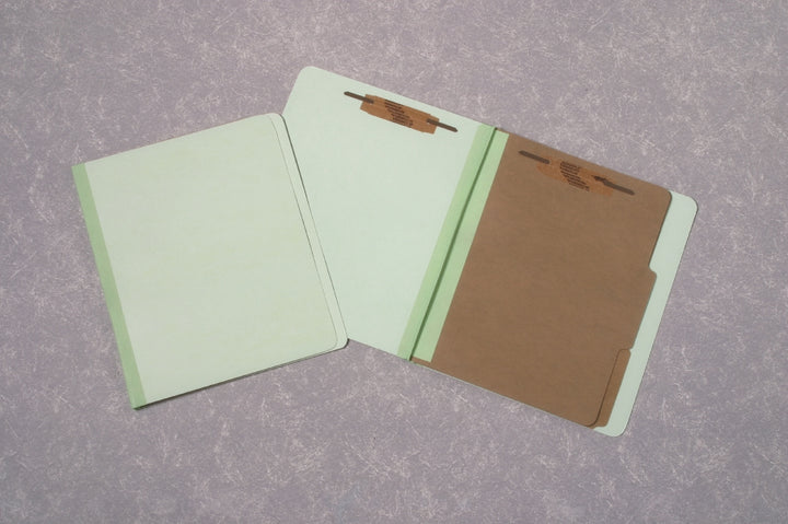 Image of SKILCRAFT® Pressboard Classification Folder, 2 Divider, 6 Part, Letter, Light Green