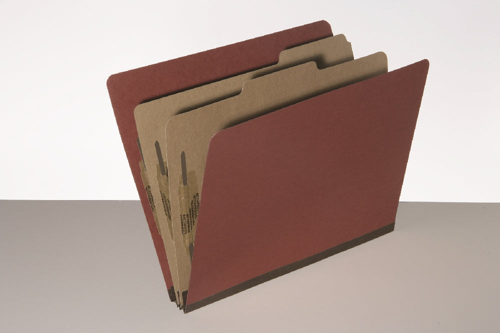 Image of SKILCRAFT® Pressboard Classification Folder, 2 Divider, 6 Part, Letter, Earth Red