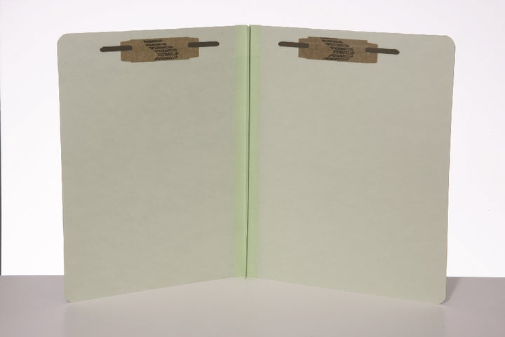 Image of SKILCRAFT® File Folder, Light Green Pressboard, Full Top Tab, Two 1" Prong Fasteners, Letter, Box of 25