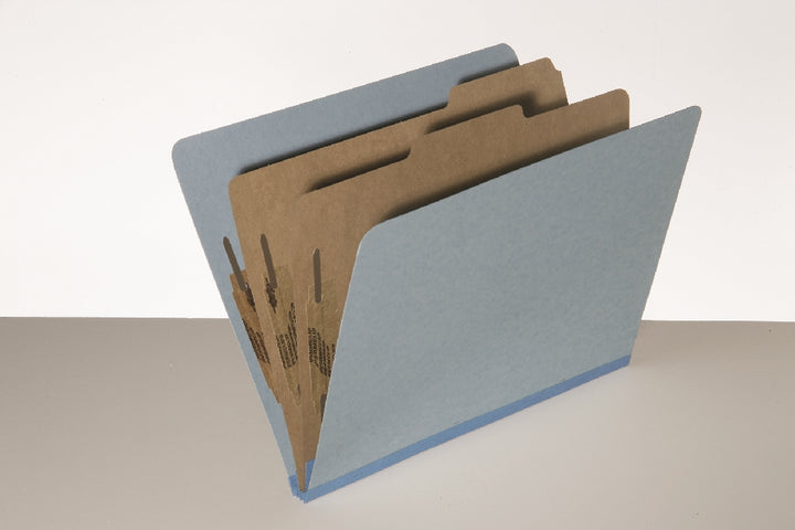 Image of SKILCRAFT® Pressboard Classification Folder, 2 Divider, 6 Part, Letter, Light Blue