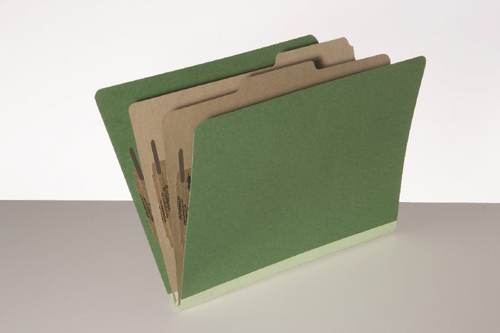 Image of SKILCRAFT® Pressboard Classification Folder, 2 Divider, 6 Part, Letter, Dark Green