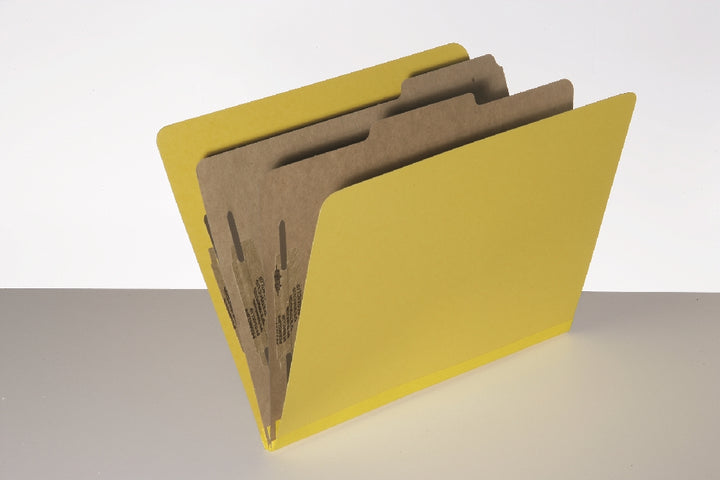 Image of SKILCRAFT® Pressboard Classification Folder, 2 Divider, 6 Part, Letter, Yellow