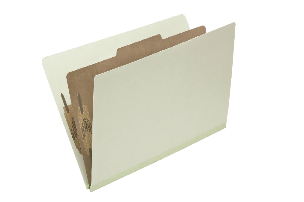 Pressboard Classification Folder, 1 Divider, 4 Part, Legal, Light Green