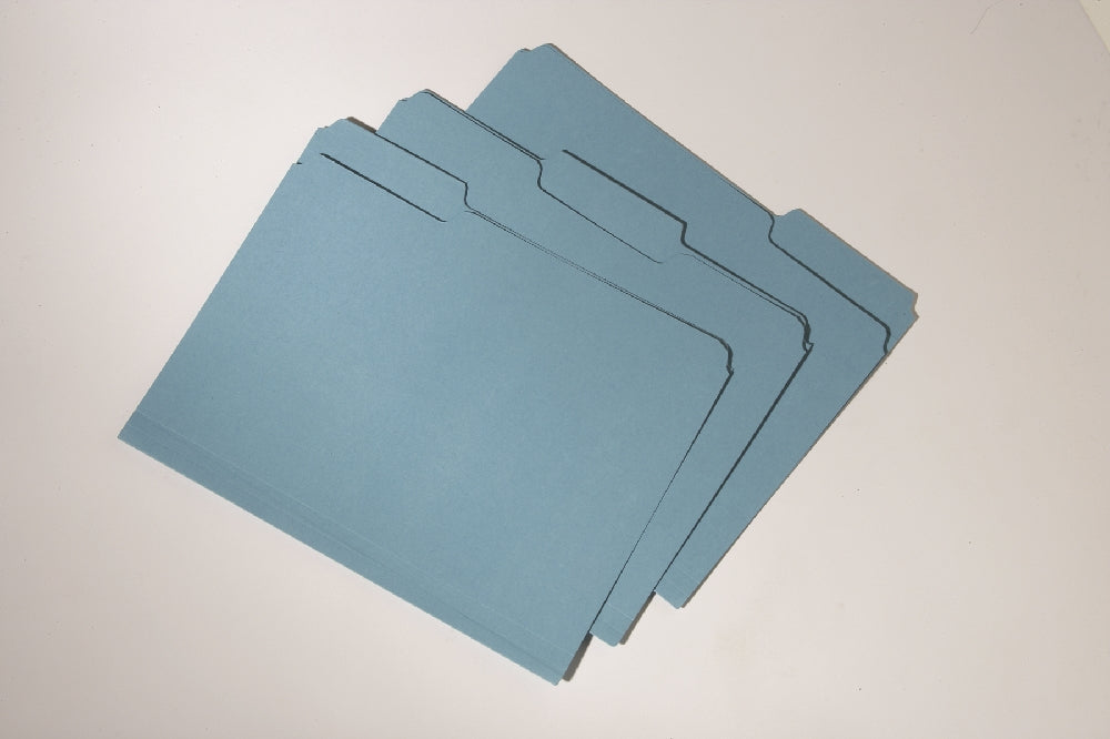 Image of SKILCRAFT® Double-Ply Recycled File Folders, Processed Chlorine Free, Blue