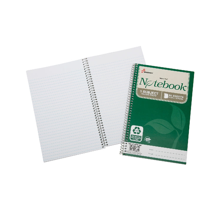 Image of SKILCRAFT® 100% Post-Consumer Recycled Spiral Notebooks and Steno Pads, College Ruled, 9-1/2" x 6" - 80 Sheets