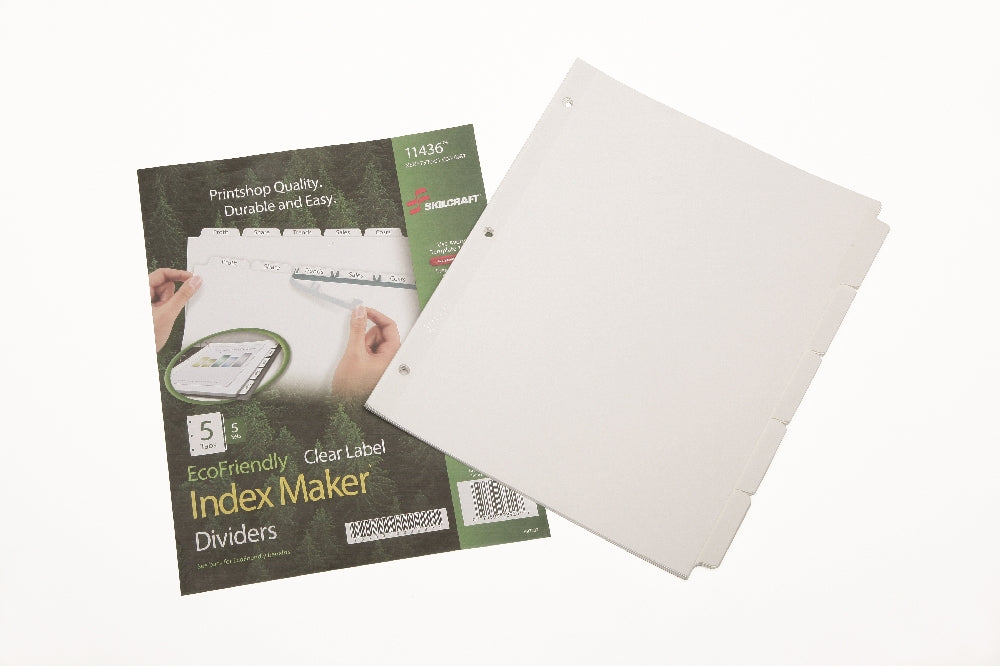 Image of SKILCRAFT® Avery® Index Maker Dividers, 5 Tab, White