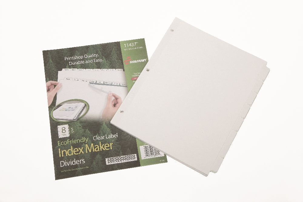 Image of SKILCRAFT® Avery® Index Maker Dividers, 8 Tab, White