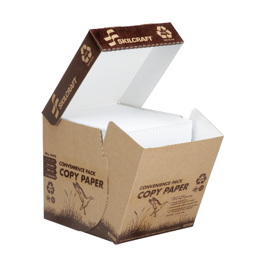 Image of SKILCRAFT® 100% Post-Consumer Recycled Convenience Copy Paper, Bulk Pack - 2500 Sheets