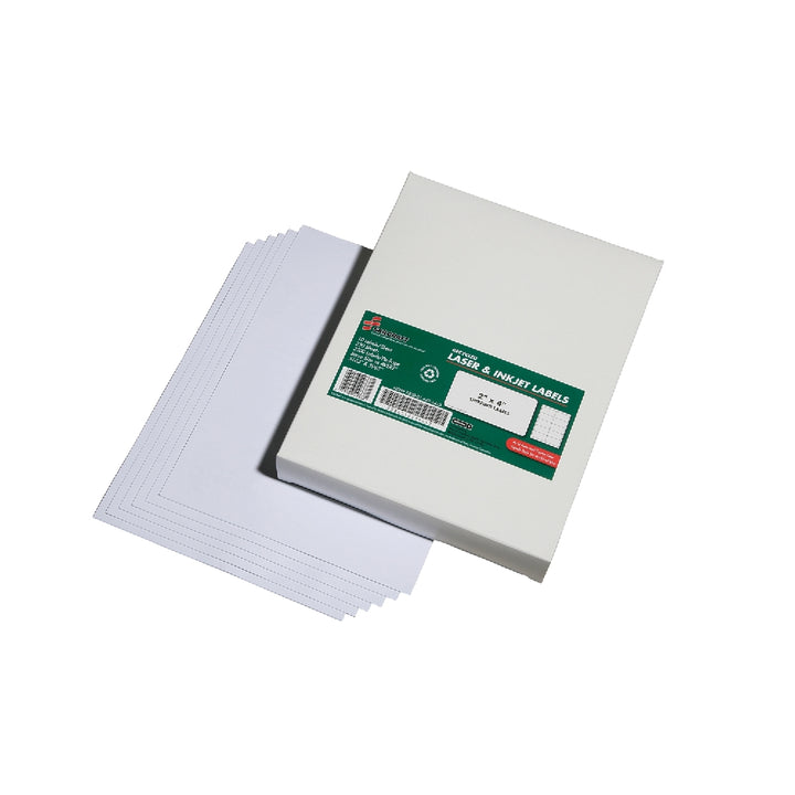 Image of SKILCRAFT® Recycled Laser and Inkjet Labels, Address and Shipping, 2" x 4", 10/Sheet, 250 Sheets/Box, Case of 6 Boxes