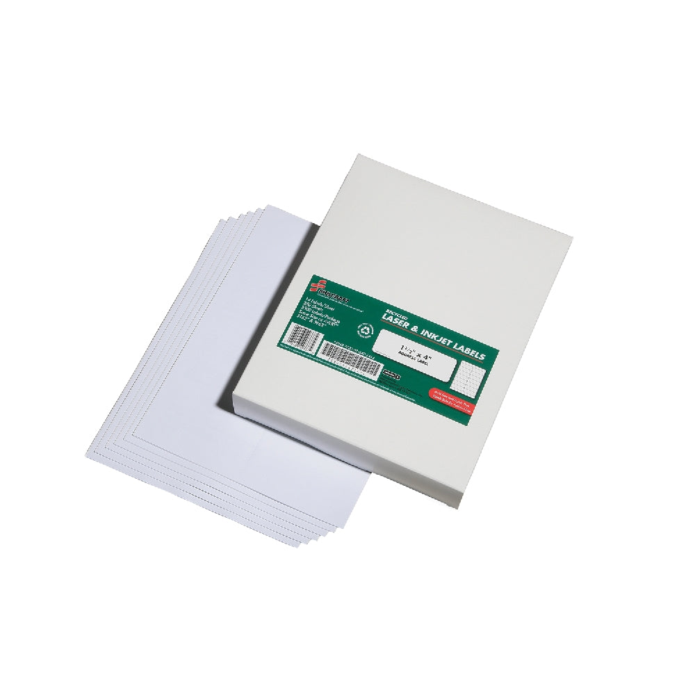 Image of SKILCRAFT® Recycled Laser and Inkjet Labels, Address and Shipping, 1-1/3" x 4", 14/Sheet, 250 Sheets/Box, Case of 6 Boxes