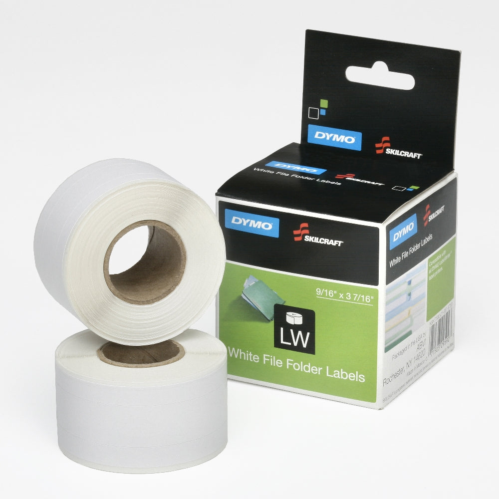 Image of Dymo® SKILCRAFT® File Folder Labels, 9/16" x 3-7/16", Black on White, 2/Package, Case of 10 Packages