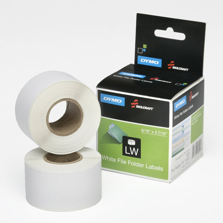 Image of Dymo® SKILCRAFT® File Folder Labels, 9/16" x 3-7/16", Black on White, 2/Package, Case of 10 Packages