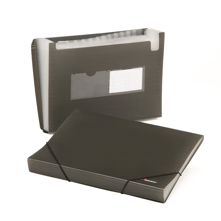 Image of SKILCRAFT® Poly Expanding Storage Files, 12-tab, Smoke Gray