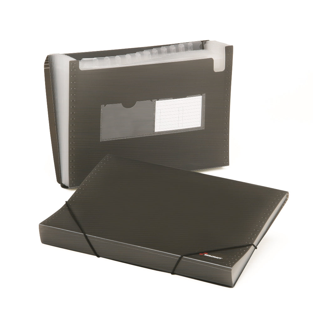 Image of SKILCRAFT® Poly Expanding Storage Files, 12-tab, Smoke Gray, Case of 12