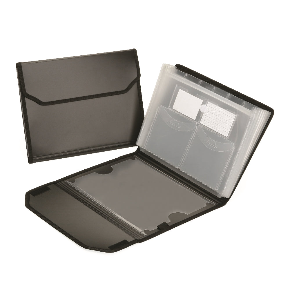 Skilcraft Poly Expanding Storage Files, 7-tab, Black