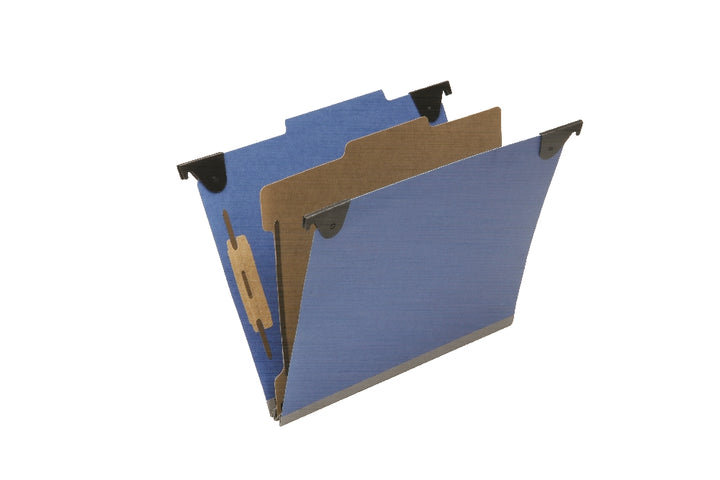 Image of SKILCRAFT® Hanging Classification File Folders, 1 Divider, 4 Sections, Letter, Royal Blue, 10/Box, Case of 10 Boxes