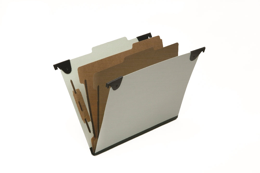 Image of SKILCRAFT® Hanging Classification File Folders, 2 Dividers, 6 Sections, Letter, Light Green, 10/Box, Case of 10 Boxes
