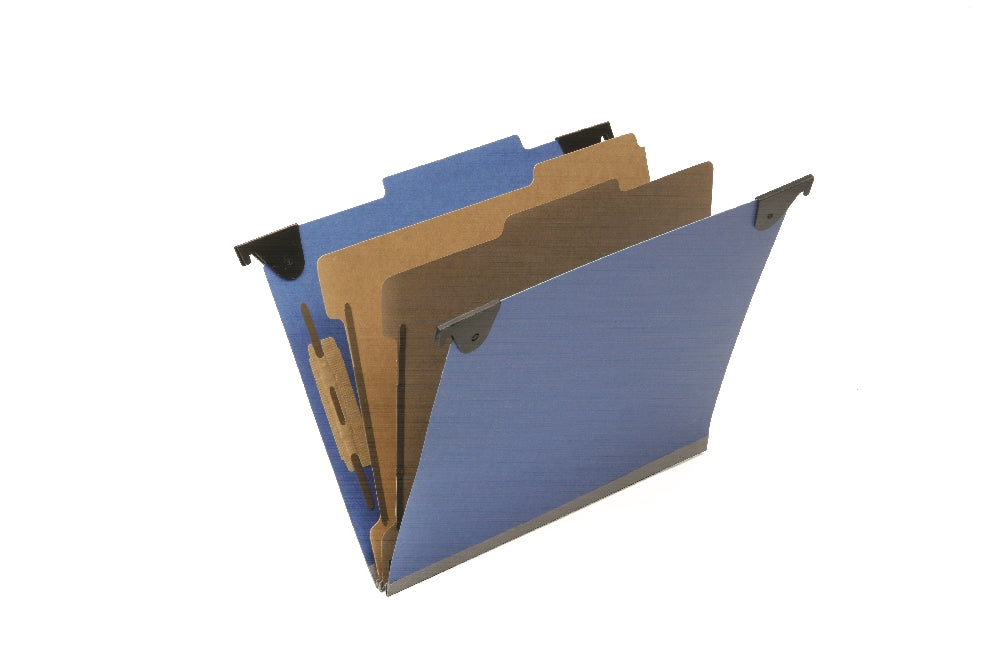 Image of SKILCRAFT® Hanging Classification File Folders, 2 Dividers, 6 Sections, Letter, Royal Blue, 10/Box, Case of 10 Boxes