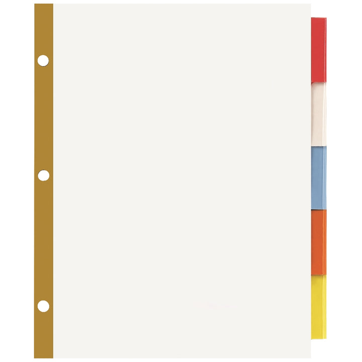 Image of Big Tab Insertable Dividers - White Paper - Multi-colored Tabs - 5-tab Set
