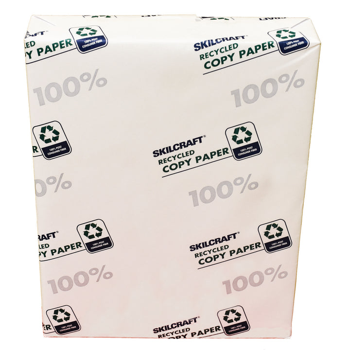 Image of SKILCRAFT® 100% Post-Consumer Recycled Convenience Copy Paper, Ream Wrapped, 3 Reams/Box, Pallet of 128 Boxes