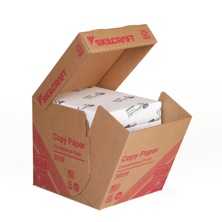Image of SKILCRAFT® 50% Post-Consumer Recycled Convenience Copy Paper - Ream Wrapped - 5 Reams/BX