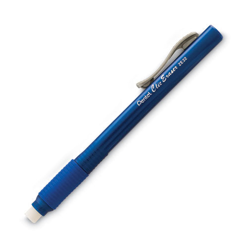 Image of Pentel® ZE22C Clic Eraser Grip Eraser, For Pencil Marks, White Eraser, Blue Barrel