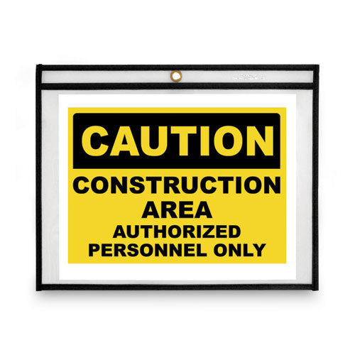 Image of C-Line® 49912 Stitched Shop Ticket Holders, Super Heavy-Duty, Top Load 12 x 9 Insert, Clear Front, Black Border, 25/Box